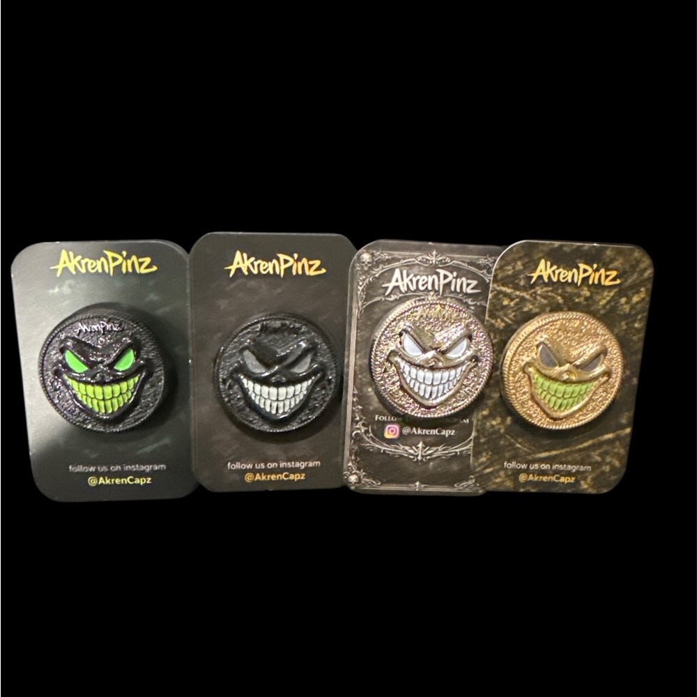 Glow-in-the-Dark 3D Enamel Pin Bundle (4) by AkrenCapz